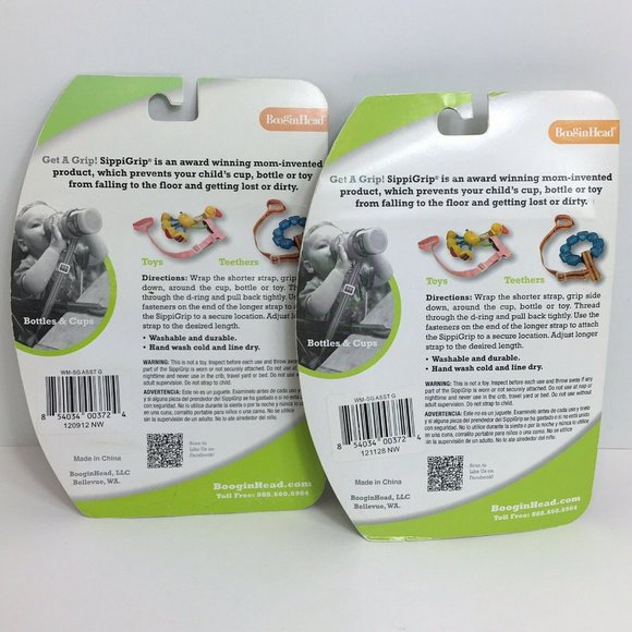 Boogin Head SippiGrip Baby Strap For Sippy Cup Bottles Toys Tether Lot Of 2 New - Picture 2 of 12